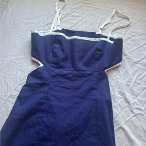 Anthropologie Linen Dress Navy